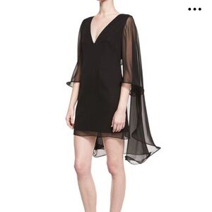 MILLY Black V-Neck Cape  Mini Dress